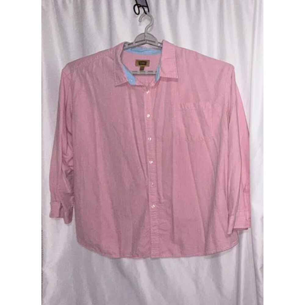 Men’s Big & Tall Long Sleeve Light Pink Button Up Top Sz. 5XL– Foundry From DXL